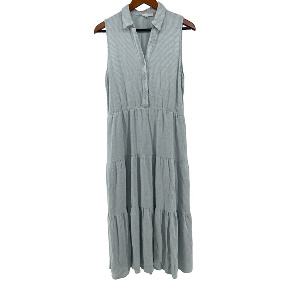Jane + Delancey Dresses & Skirts - Tiered Maxi Dress Womens Small Blue White Coastal Cowgirl Western Boho Nautical